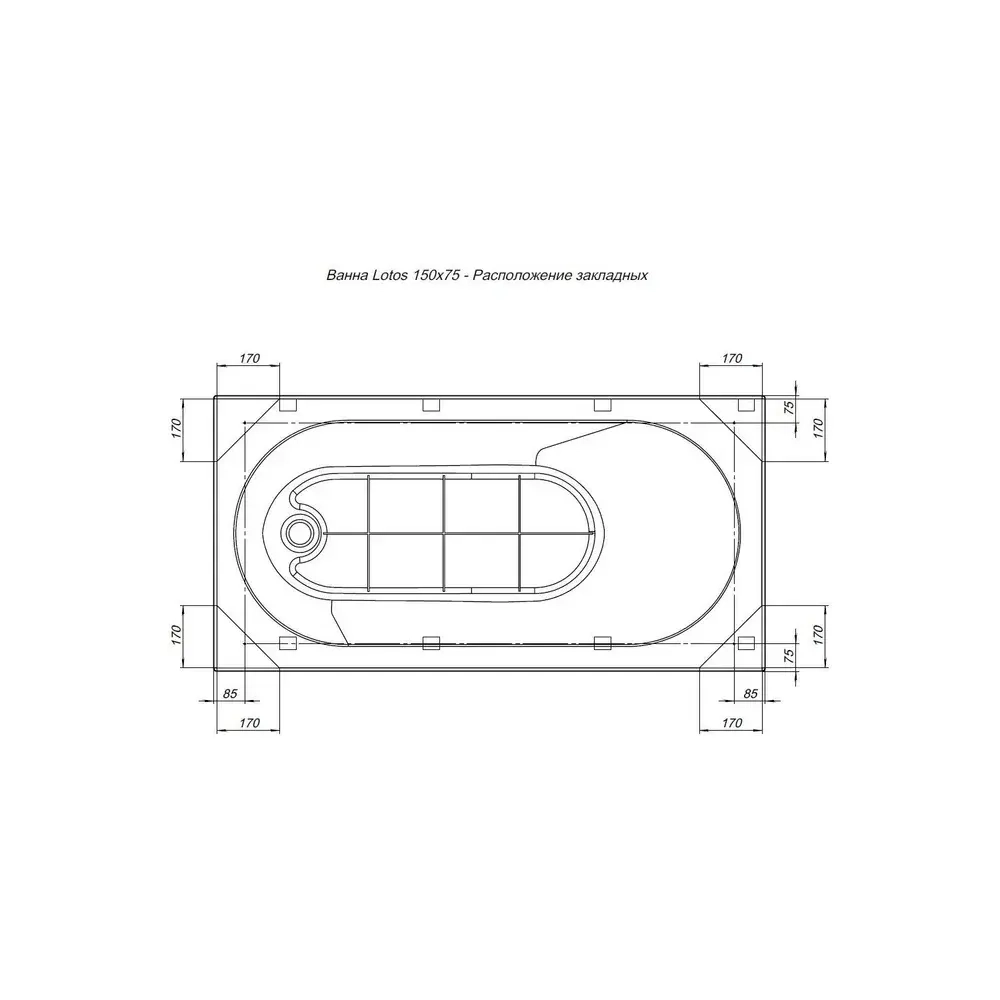 Акриловая ванна Aquanet Lotos 150x75 (с каркасом)