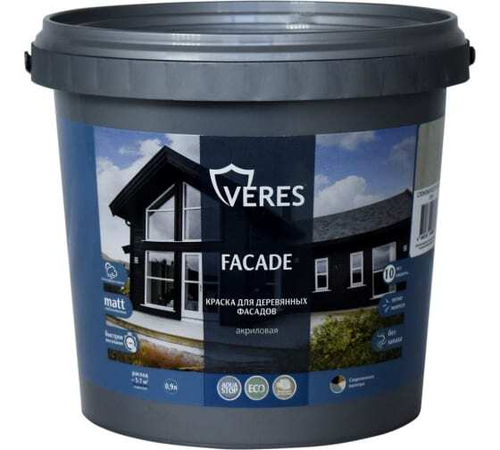 Краска В/Д 0,9л для деревянных фасадов акрил. Слоновая кость Фасад