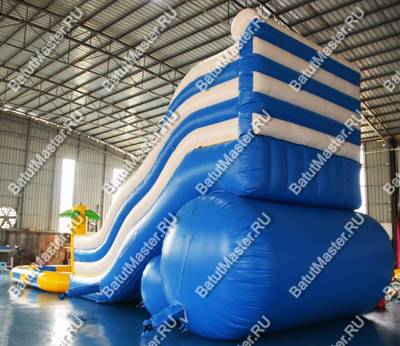 Надувная водная горка с бассейном «Пляжный оазис» с закруглённым бортом, 13*4,5*6 м