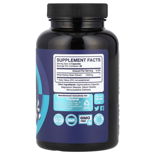 Phytoral, Экстракт белой фасоли, 120 капсул (600 мг на капсулу)