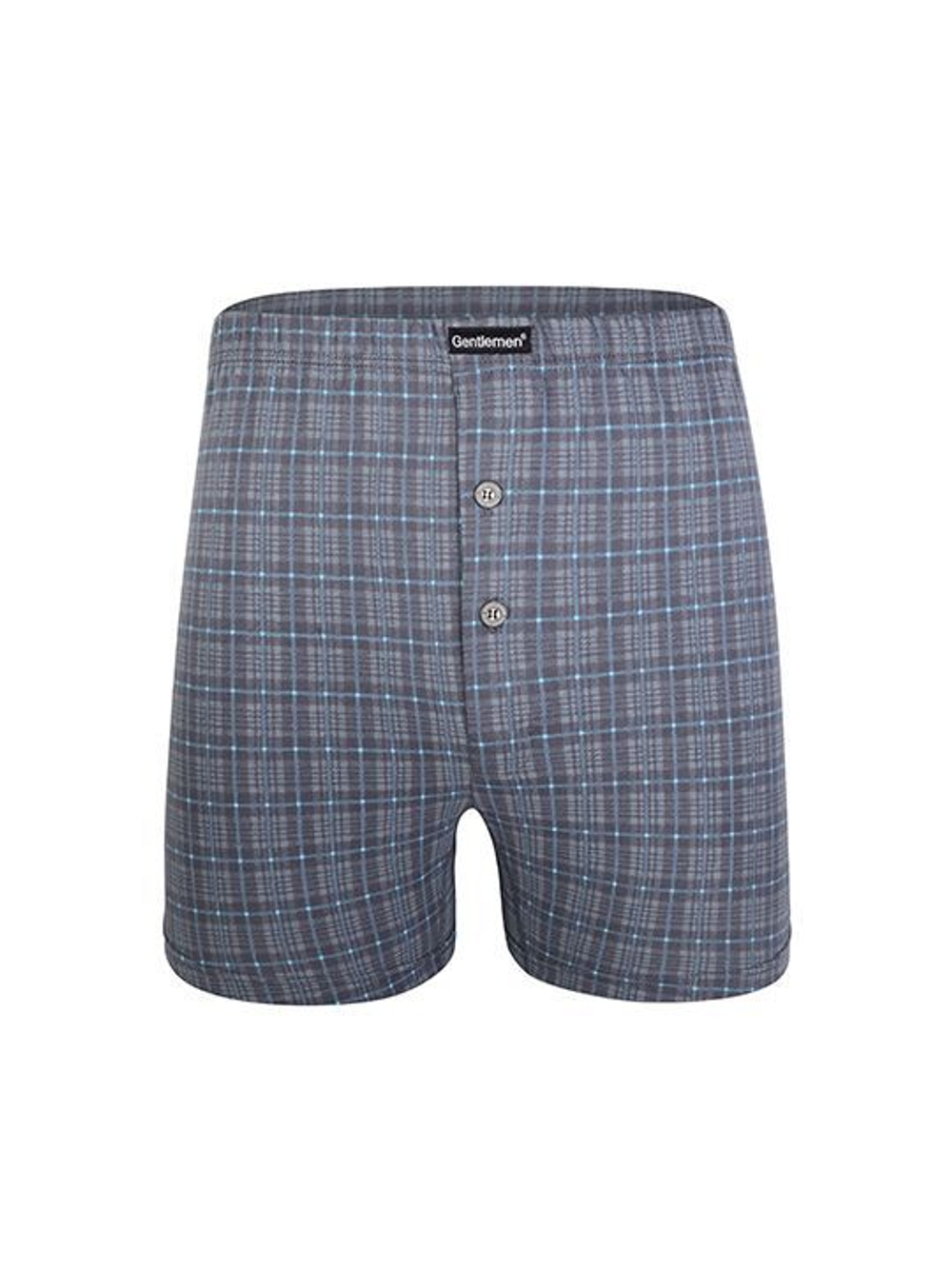 Клетчатые трусы-шорты из хлопка (Размер: M) (Цвет: синий)