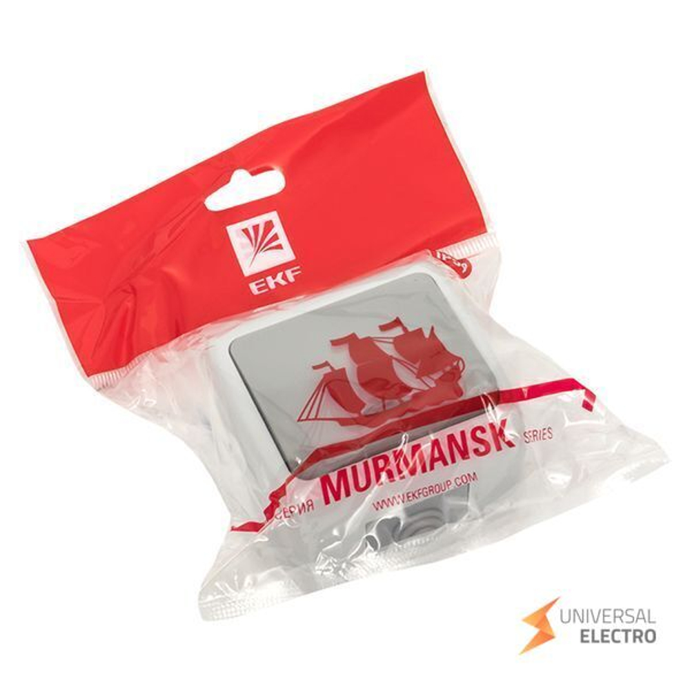 Мурманск Выключатель 1-клавишный с индикатором 10А IP54 серый EKF