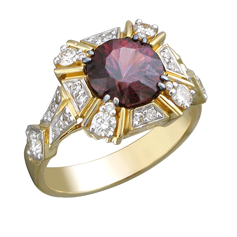 Кольцо с бриллиантами  из желтого золота JA-K-412603-1