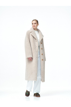 Пальто женское чебурашка из искусственной шерсти, бежевая, SilverFox