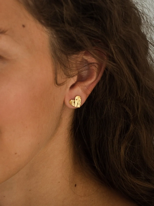 Серьги "Мятые сердца" в золочении