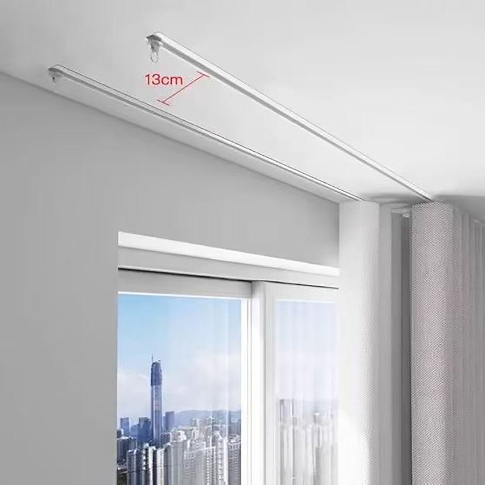 Встраиваемый ультратонкий карниз для штор, алюминиевый, скрытый, тихий ход, крючковый
