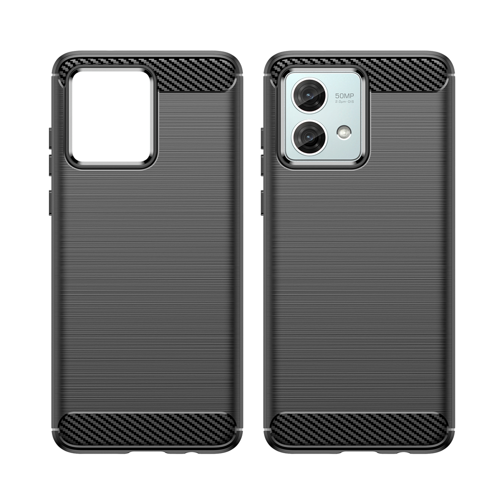 Защитный чехол черного цвета в стиле карбон для Motorola Moto G84, серия Carbon от Caseport