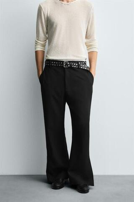 ZARA БРЮКИ FLARED FIT, ЧЕРНЫЙ