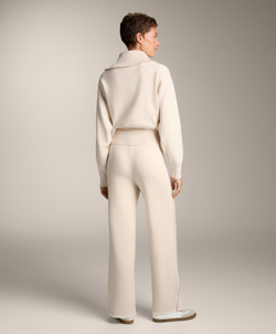 OYSHO Трикотажные брюки прямого кроя с контрастной окантовкой, цвет слоновой кости