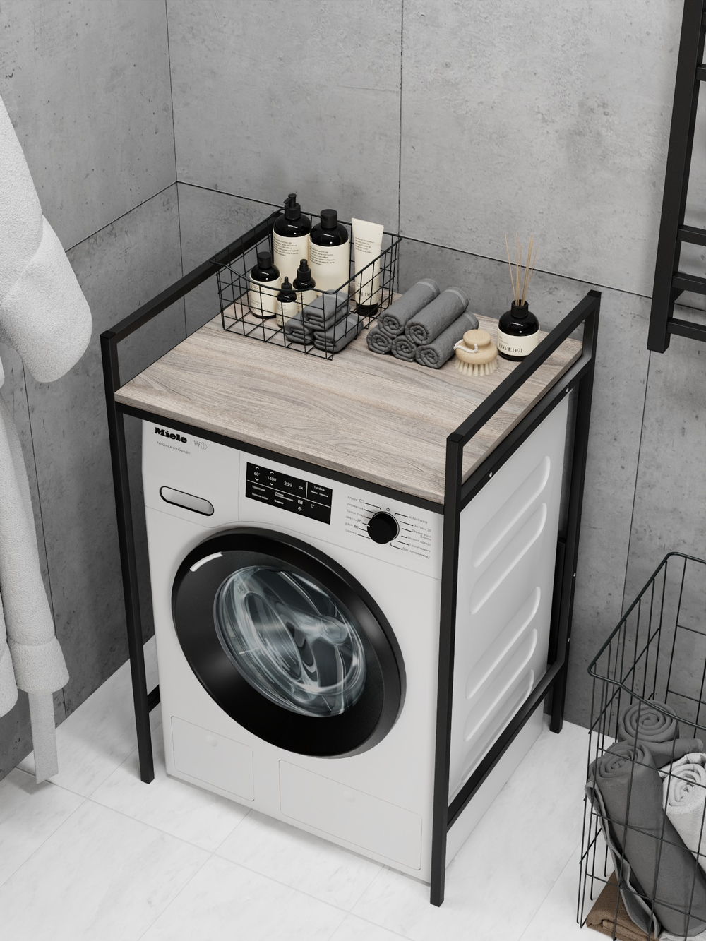 Стеллаж в ванную для стиральной машинки AQUA