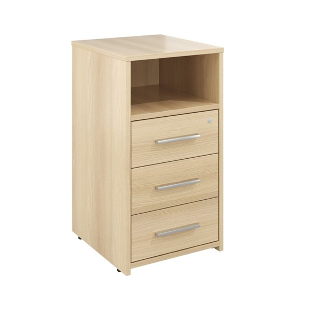 Тумба приставная с нишей, 3 ящика с замком КАНЦЛЕР