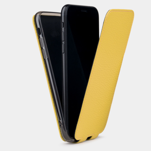 Чехол для iPhone X/XS из натуральной кожи теленка, желтого цвета