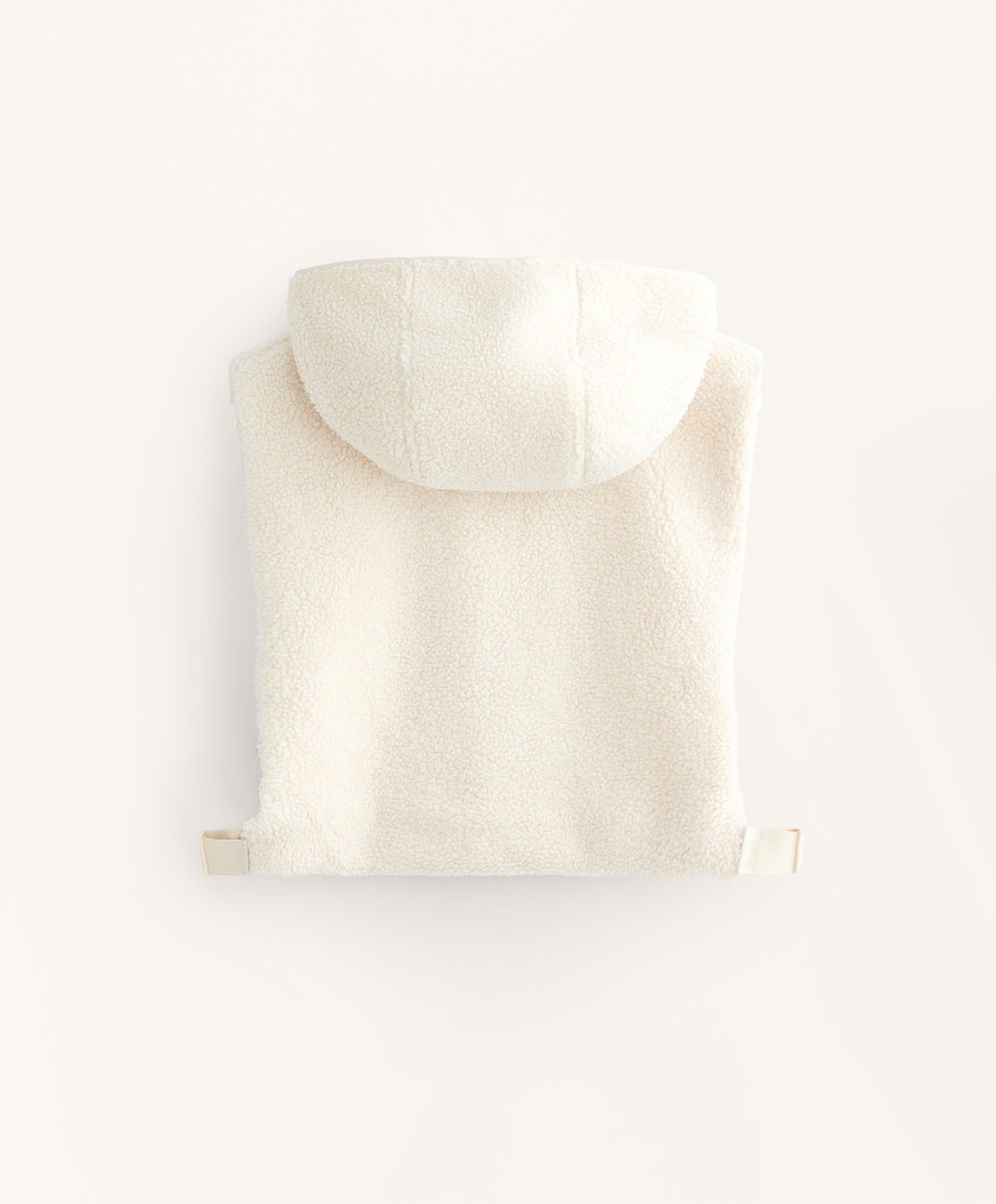 Oysho Жилет из искусственной овчины с капюшоном, экрю