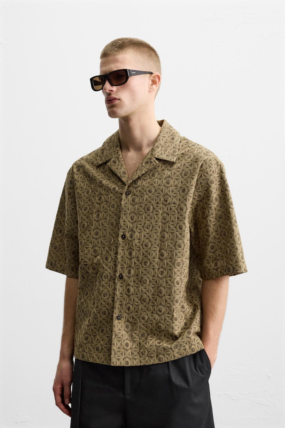 Рубашка jacquard с геометрическим узором