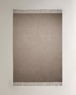 ZARA HOME ПЛЕД ИЗ ШЕРСТИ И КАШЕМИРА, БЕЖЕВЫЙ