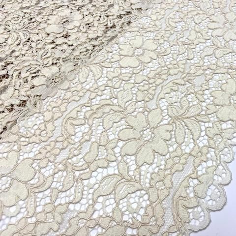 Ткань  кружево кордовое цвет  молочный 3105