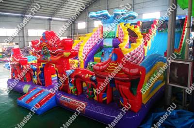 Коммерческий надувной батут "Хижина дракона", 15*8*7 м