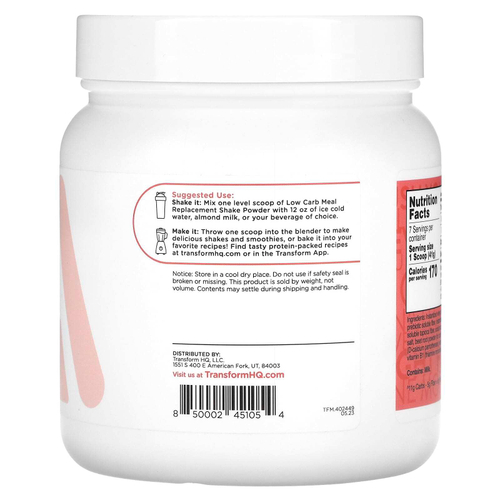 TransformHQ, заменитель приема пищи, универсальный коктейль, с клубникой и сливками, 287 г (10,3 унции)