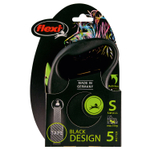 flexi рулетка Black Design S (до 15 кг) 5 м лента черный/зеленый