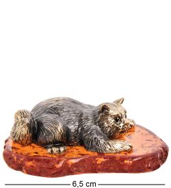 Народные промыслы AM-3103 Фигурка «Кот Тимоха» (латунь, янтарь)