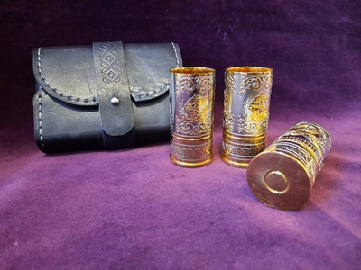 Набор "Меткому стрелку" в кожаном патронтаже, золото