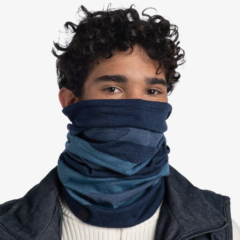 Тонкий шерстяной шарф-труба Buff Wool Move lightweight Denim Фото 3