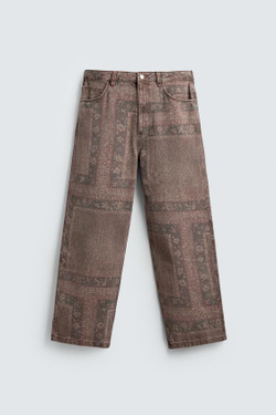 ZARA БРЮКИ BAGGY FIT С ПРИНТОМ «БАНДАНА», С ПРИНТОМ