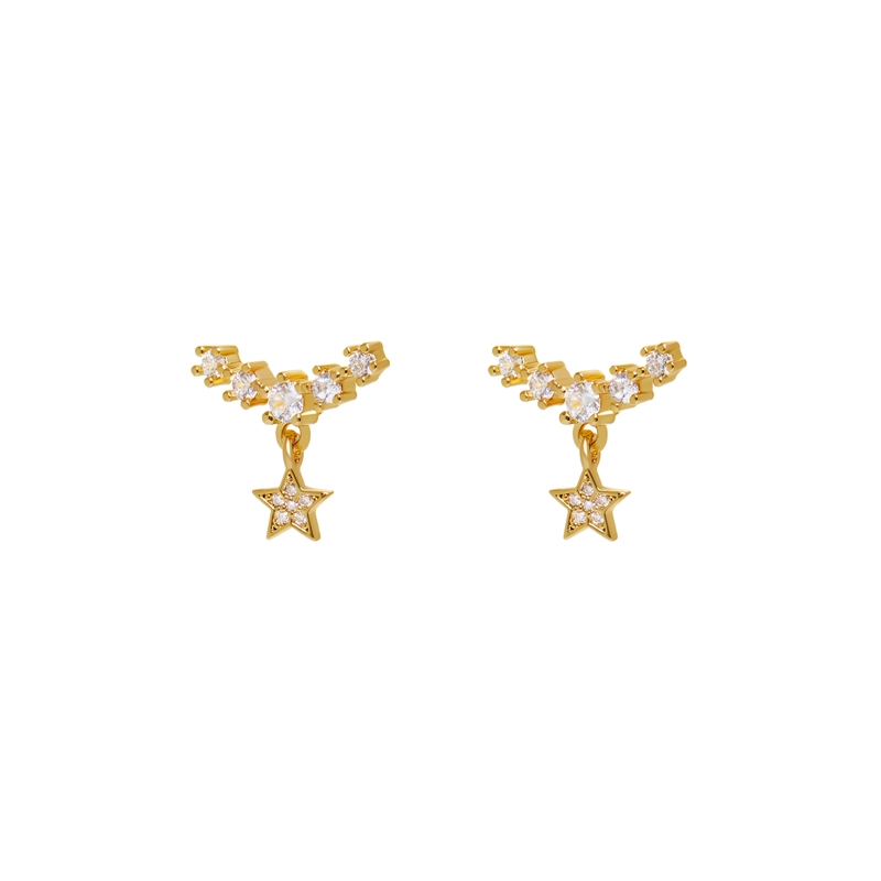 Серьги Подвесная Звезда с Кристаллом