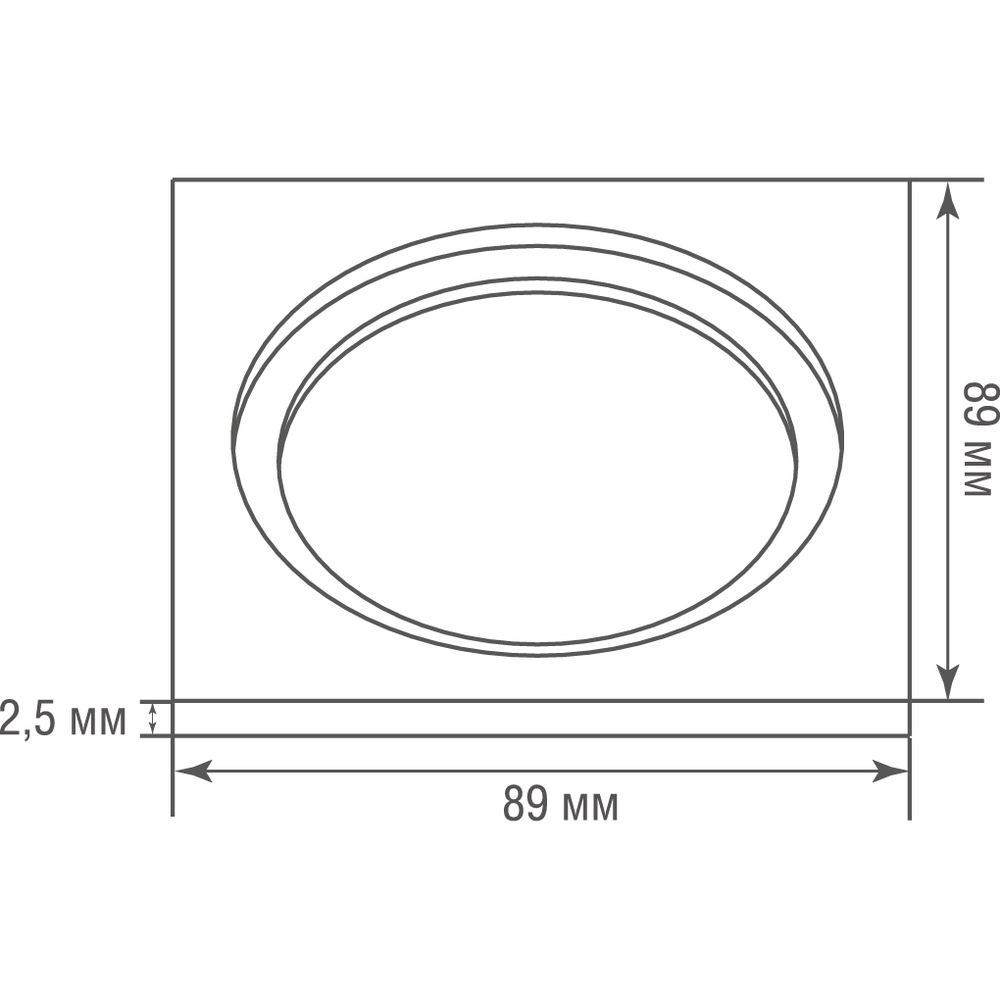 Декоративная  одиночная рамка для светильника DL20761,  89х89х2.5,   черная