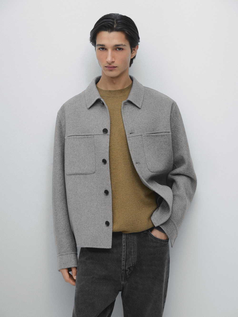 Massimo Dutti Тонкая кашемировая куртка с карманами, серый