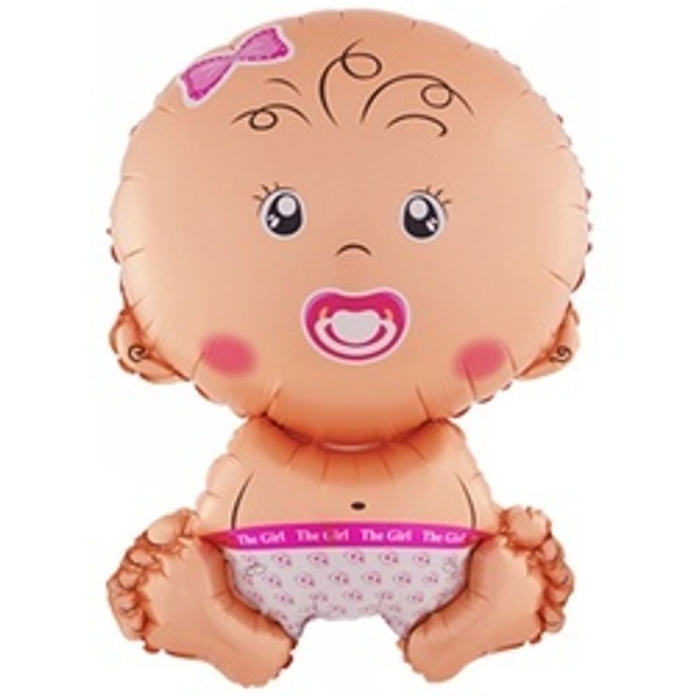 Шар (28"/71 см) Фигура, Малышка девочка, Розовый 1 шт.