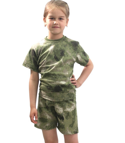 Комплект футболка+шорты Зарница зеленый мох\Атак
