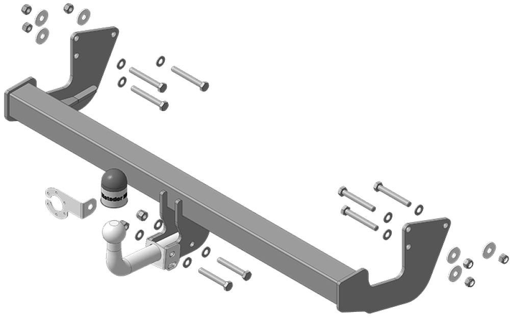 Фаркоп с оцинк. шаром Mercedes V-Class w447 2014-,  Vito w639 2003-2014, w447 2014-,  Viano w639 2003-2014 крепление шара на двух болтах, (без электрики, паспорт и сертификат в комплекте) Motodor.91204-A