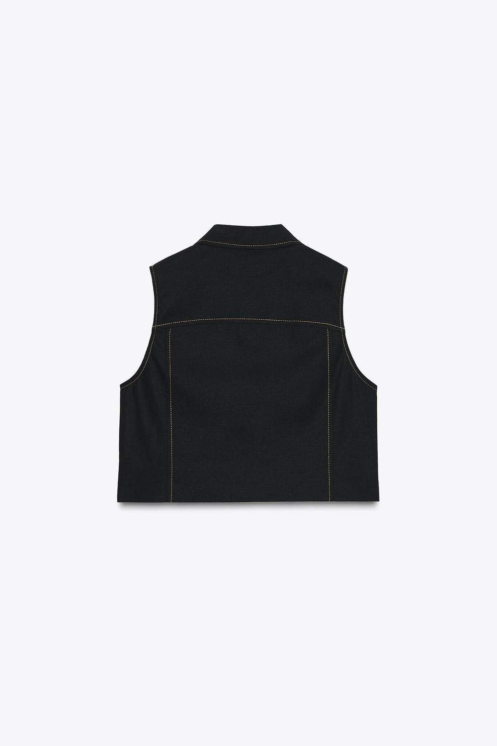 ZARA ЖИЛЕТ С КОНТРАСТНОЙ ОТДЕЛКОЙ, ЧЕРНЫЙ