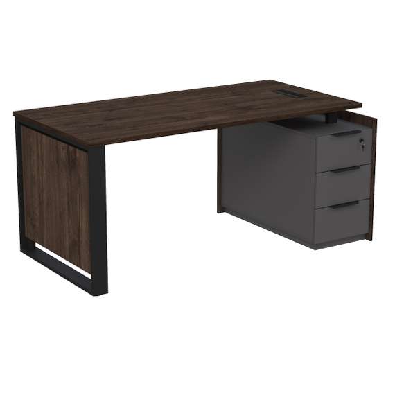 15СОЛУ.1608 Стол рабочий с люч, на опорной угл тумбе, с ящ (метаб), с замком (1660*884*750)