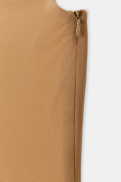 ZARA КОМБИНИРОВАННОЕ ПЛАТЬЕ В ГОРОШЕК, КАРАМЕЛЬНЫЙ