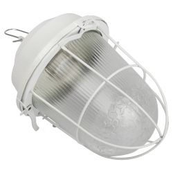 Светильник ЭРА НСП 02-100-003 с решеткой Желудь сталь стекло IP54 E27 max 100Вт 172х262х275 белый | Светильники НСП (Желуди)