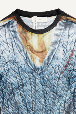 H&M - Glenn Martens Топ из сетки с принтом, синий