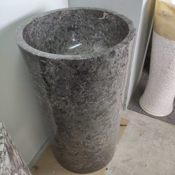 Раковина напольная из мрамора Silinder Full Polish Grey MN-0400 (50*50*90 см)