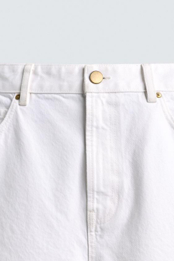 ZARA ШОРТЫ ИЗ ДЕНИМА RELAXED FIT С РАЗРЕЗАМИ, БЕЛЫЙ