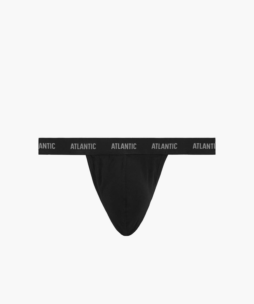 Мужские трусы стринги Atlantic, 1 шт. в уп., хлопок, черные, MP-1572