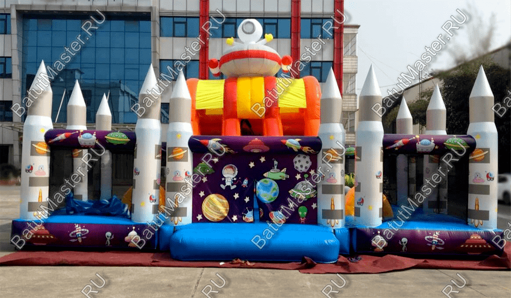 Коммерческий надувной батут "Покоряем космос" 10*6*4 м