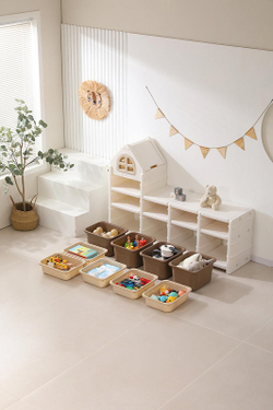 Стеллаж для игрушек UNIX Kids 9 ящиков Camel