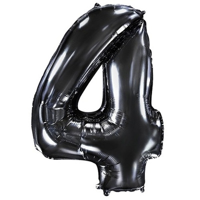 Шар фольга Цифра 4 Черный Black 102 см с гелием