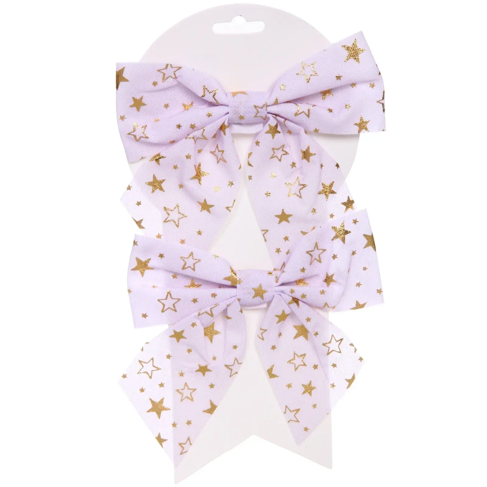 Бант на ёлку «Звездопад» 15*15 см (набор 2 шт), Белый/золото