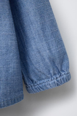 ZARA БЛУЗА ИЗ СТРУЯЩЕЙСЯ ДЖИНСОВОЙ ТКАНИ, ВЫЦВЕТШИЙ СИНИЙ