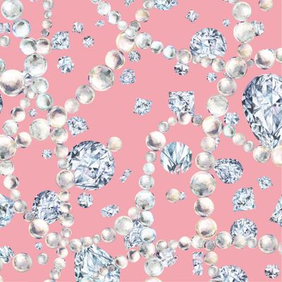 алмазы и жемчуг акварельный принт