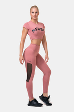 Легинсы женские High Waist & Mesh Leggings 573 Розовые