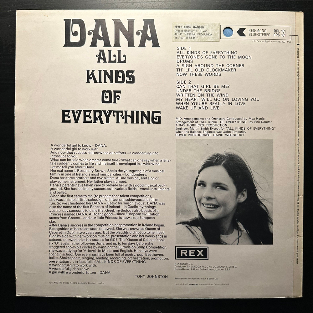 Dana – All Kinds Of Everything (Англия 1970г.)