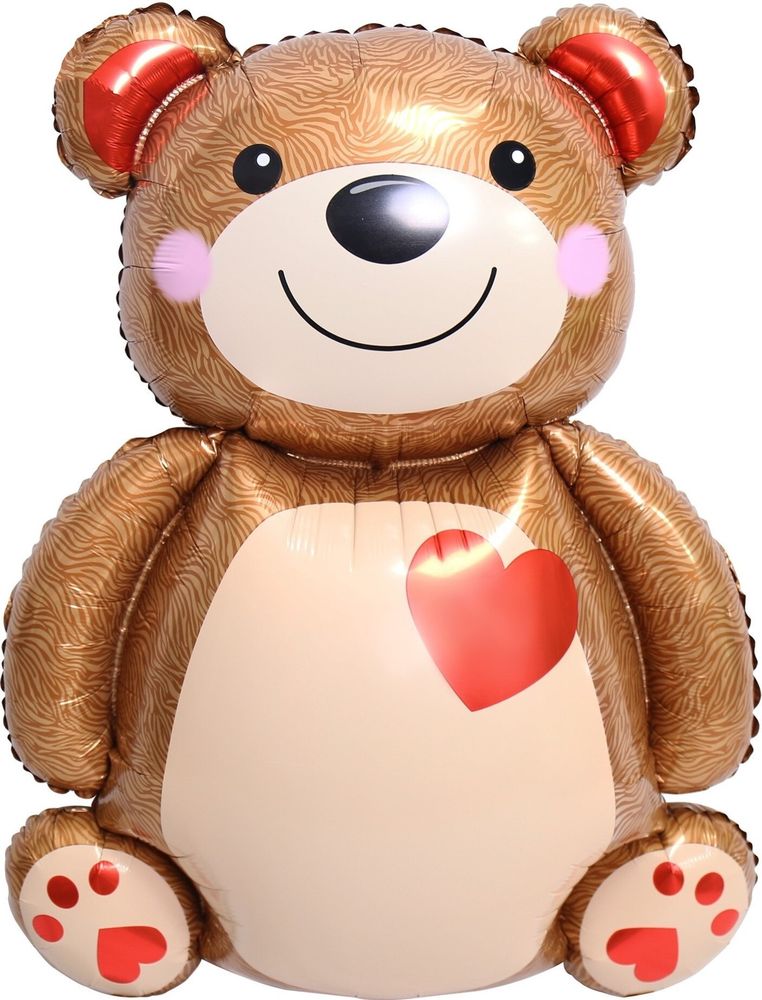 Шар с клапаном (17&#39;&#39;/43 см) Мини-фигура, Мишка с сердцем, 1 шт.